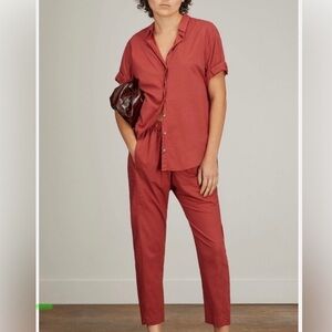Xirena Red Channing Poplin Shirt Top size Small